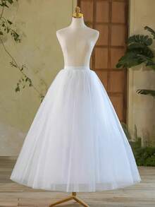 1 pieza Falda de tul de 1m de largo para uso diario, forro suave, para usar debajo de faldas y vestidos, blanco - Blanco - Ver 7