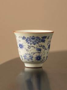 1 Stück/1 Set Ru-Brennöfen blühende Blumen Teetasse, Keramikmaterial, luxuriöser retromoderner Kung-Fu-Tee-Zeremonie-Becher, elegante Teetasse zum Empfangen von Gästen und Freunden, Geschenkbox-Verpackung zum Verschenken, geeignet für Nachmittagstee und Kaffee zum Schulbeginn