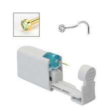 1 pezzo kit monouso per piercing al naso con elemento per piercing incorporato e 1 pezzo di anello per il naso - Pistola per piercing al naso sicura per uso domestico