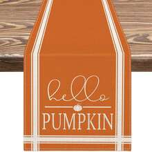 Listras laranja e brancas, caminho de mesa de abóbora com listras Hello Fall, decoração de mesa de jantar sazonal de outono para decoração de festas em casa - Multicolorido - Ver 39