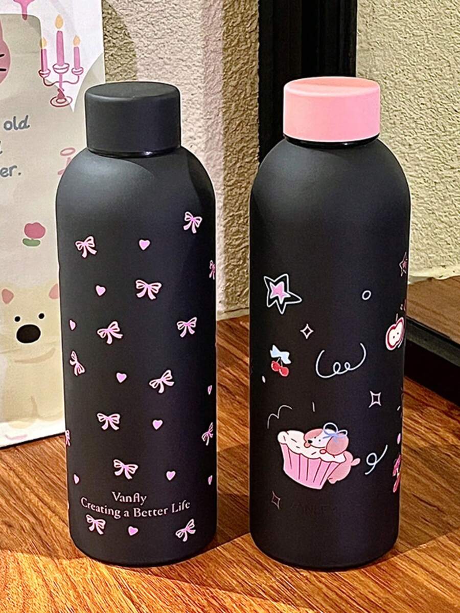 1 Pc Black Butterfly Thermal Mug, Minimalist & Practical Multifunctional