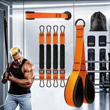 Adjustable Heavy Duty Latex Resistance Bands Set With Door Anchor, Arm Strength Training Workout Equipment, Elastic Resistance Bands Accessories, Gym