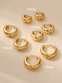 Brincos minimalistas de aço inoxidável de vários tamanhos, banhados a ouro 18K, à prova d'água, antidesbotamento, brinco de argola redondo, joias estéticas douradas para casamento, festas, férias, acessórios para uso diário, presente de Natal requintado