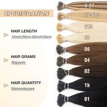 I Tip Human Hair Extensions Microlink Capsules Hair Pre Bonded 30g/Pack 12-20inch For Fine/Thin Raw Hair - Light Brown - Xem 4