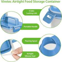 Rice Storage Container, 5 To 10lb Dry Food Airtight Dispenser, Pet Dog Cat Food Canister, Free Clear Plastic Kitchen And Pantry Bin For Oatmeal, Cereal, Pasta, Flour Pack Of 2 Grey - 3公升/白色 - 查看 7