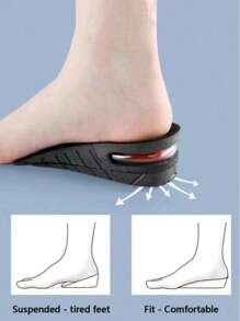 2 pares de plantillas invisibles para aumentar la altura, inserciones para aliviar el pie con amortiguación de impactos, para hombres y mujeres