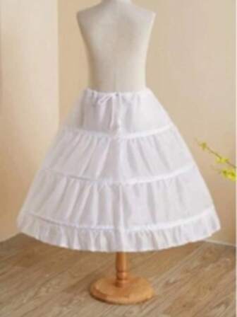 1 件女式单层花卉蕾丝边可调节 3 钢圈衬裙，适合花童、舞台表演、公主洛丽塔连衣裙