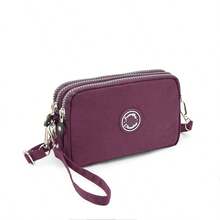 meetself Solid Color Ladies Slant Shoulder Bag Three Zipper Shoulder Bag Leisure Simple Handbag Portable Handheld Coin Purse Coin Bag Card Bag Large Capacity Handheld Cell Phone Bag Multifunctional Multiple Use Of The Bag - View 4