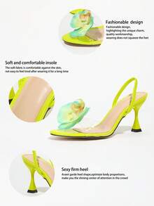 Spring/Summer Women's High Heel Sandals, Fashionable & Elegant For Parties, Galas, Outdoor Events, Shiny Butterfly Decor, Transparent PVC Glass, Sexy Ankle Strap, Graceful, Mustard Yellow - Mustard Yellow - View 4