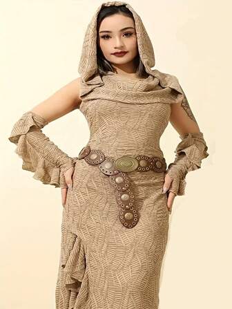 1pc Vintage Western Style Waist Belt Decorative Round Buckle Accessory Waist Band, Y2K Rivet Chic Dress Outfit