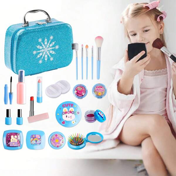 Frozen-Stil Mädchen Handtasche, Kaninchen Makeup Spielzeug Set, Rollenspiel & Eltern-Kind interaktives Spiel, Aufbewahrungstasche, Party Dekoration, Weihnachts- & Neujahrgeschenk