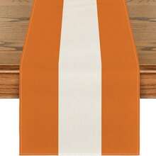 Listras laranja e brancas, caminho de mesa de abóbora com listras Hello Fall, decoração de mesa de jantar sazonal de outono para decoração de festas em casa - Multicolorido - Ver 30