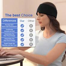 Gel Eye Mask And Neck Ice Pack, Head And Neck Ice Pack, Neck Cooler, Ice Gel Headband, Cold And Hot Compress Pack, Perfectly Smooth And Completely Shading, With Elastic Band And Adhesive Band, Which Can Be Heated And Frozen By Microwave - Black - View 6