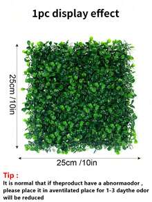 1/10/20 件塑料人造黄杨植物墙，抗紫外线隐私屏幕，人造树篱草垫绿墙板（25x25 厘米/10x10 英寸），适用于圣诞装饰、背景、家居、花园、庭院、派对（带拉链） - 綠色 - 查看 2