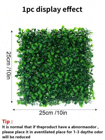 1/10/20 件塑料人造黄杨植物墙，抗紫外线隐私屏幕，人造树篱草垫绿墙板（25x25 厘米/10x10 英寸），适用于圣诞装饰、背景、家居、花园、庭院、派对（带拉链）