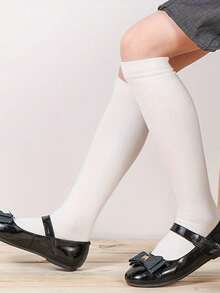 1/3 pares de calcetines hasta la rodilla lisos, cómodos y suaves, aptos para usar al aire libre, apropiados para todas las temporadas - Multicolor - Ver 4