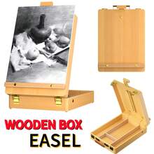 AutoFu Wooden Table Box Easel Adjustable Folding Sketch Box Easels Painting Drawing DIY, Art Tool Storage Box, Portable Easy To Carry - Wood Art Box - View 1