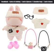 Pullover-passendes Stirnband, Schuhe, Brillen, Schultertasche Accessoire Set, modische Neuheiten Zubehör (Figur nicht enthalten)