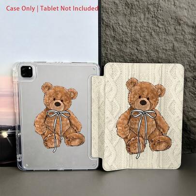 棕色泰迪熊图案平板电脑保护套 - 适合喜欢可爱舒适风格的人，带笔架的平板电脑保护套，兼容 iPad 10.9/10.2/Air 5th Gen/Pro11/10th/9.7/Air 2/iPad（7th Gen）/iPad（8th Gen）/iPad Air 4/5/iPad Pro 11/iPad 10th 代 10.9 英寸 2022 智能保护套/iPad Air 13(M3 2025)/iPad Air 11(M3 2025)/iPad Air 11(M3 2025)/iPad 11(A16 2025)，自动睡眠/唤醒功能/时尚平板电脑配件