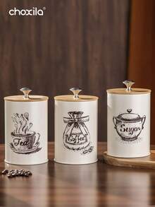 choxila 3 piezas de tarros de almacenamiento premium - a prueba de fugas, reutilizables, con sellado hermético y tapa, diseño creativo y ahorro de espacio, ideal para almacenar café, té, accesorios de café y otros artículos de cocina, ¡esencial para volver a la escuela! - Beis - Ver 5