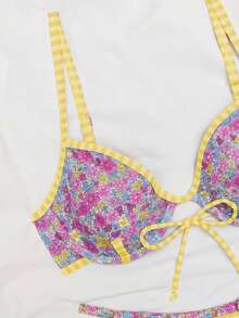 Tropical Print Underwire Bikini Set, With Tassels And Lace, Ideal For Summer Beach Vacation - Orange - View 7