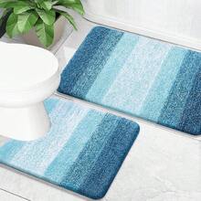 New OLANLY Bathroom Rug Set 2 Piece, Soft Absorbent Microfiber Bath Mats And U-Shaped Contour Toilet Rug, Non-Slip, Machine Wash Dry, Plush Shaggy Bath Mats For Bathroom (24"X16"+24"X20", Peacock Blue) - 孔雀藍 24 英寸 x 16 英寸 + U 形 24 英寸 x 20 英寸 - 查看 1