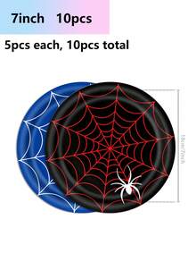 10pcs Spider Web Party Spider Serving Tray Includes Serving Tray (5pcs Each Of 2 Colours In 10pcs) Cups, Tissues Spider Web Theme Cartoon Serving Tray Weddings Parties, Get-Togethers - Multicolor - View 8
