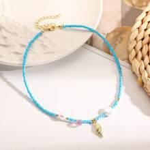 1 colar versátil de contas multicoloridas com estilo praiano e estrela do mar, conchas e elementos de peixe, ideal para mulheres, turistas, férias, viagens em ilhas, piqueniques, festivais de música de verão e festas na praia (cores e quantidades de contas aleatórias)