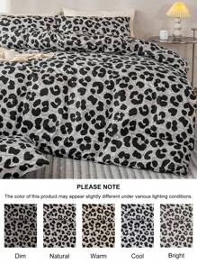 Juego de funda nórdica de 2 o 3 piezas con estampado de leopardo en poliéster, juego de ropa de cama moderno y llamativo para todas las estaciones, suave y transpirable, lavable a máquina (1 funda nórdica + 1 o 2 fundas de almohada, sin relleno)