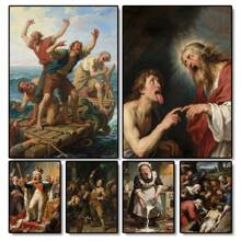 1pc Wall Arts Posters Optional Frame Vintage Classic Oil Painting Decorative Hanging Paintings, Many Characters, Decorative Oil Paintings.