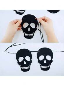 1 Set Gotischer schwarz herzförmiger Skelett Kranz Wimpel, schwarzer Filz Herzwimpel, Halloween Skelett Wimpel, geeignet für Gothik Geburtstags Party Deko - Halloween Heim Deko, Zimmer Deko, Feiertags Heim Deko und Party Hintergrund, Themenparty Deko