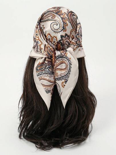 1pc Simple Printed 70cm Square Scarf, New Spring Bandana Style, Versatile Waist Band, Bag Scarf, Hair Scarf For Women, Fashion Neckwear For Dress