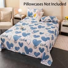 1pc Bedsheet, Soft & Comfortable Mattress Protector, Valentine's Day Gift Bedsheet, Kids Cartoon Love Geometric Bedsheet, Heart Pattern Bedding Set, Home Decor, For Double, King, Queen Size Beds, Mother's Day Gift, Machine Washable