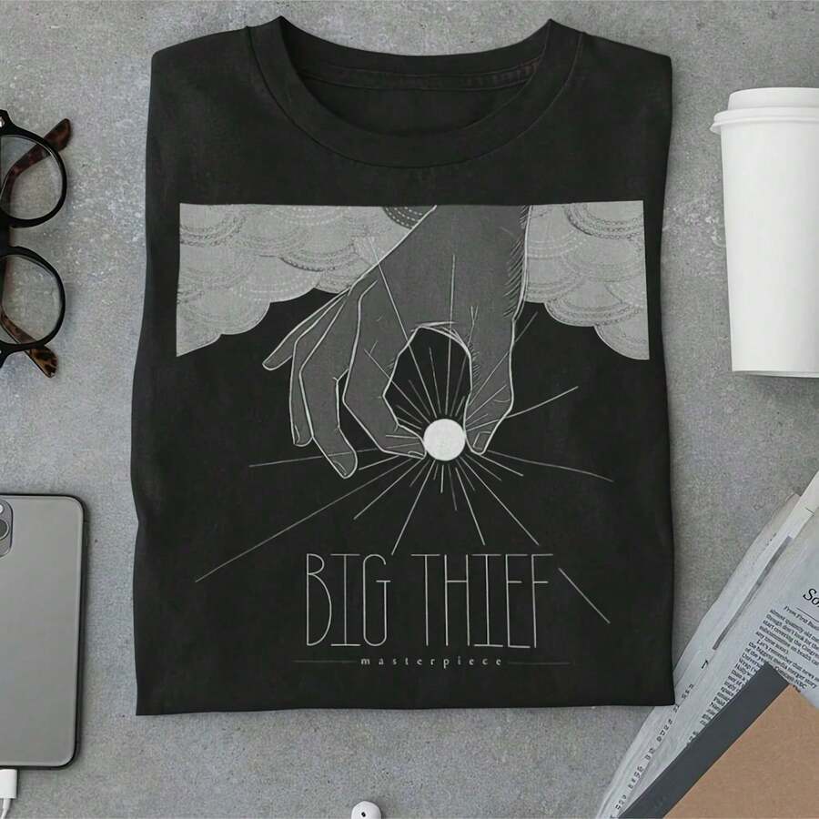 Big Thief Band Shirt Big Thief Band Shirt Sticker Tour 2023 Merch Outfit Vampire Empire List Lyrics Uni Jersey Short Sve Aesthetic Y4654K Style Summer Top, Loose Fitting T-Shirt For Outdoor, Home, Work Or Street Leisure, Soft And Durable Pure Cotton Fabric, Retro And Soft Design, I Gift For , Fashionable And Comfortable Shirt For Travel, Festivals Or Weekends - Black - View 1