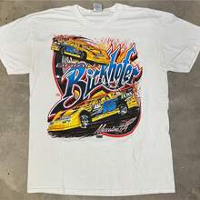 Camia Brian Birkhofer "Birky" Er Dirt Late Model 2012 Talla Grande322g High-Quality Pure Cotton T-Shirt With Minimalist Art Pattern Print, Soft And Breathable Fabric, Comfortable And Loose, Suitable For All Day Wear, Graduation Ceony, S-Care Inder, High-End High-Quality Fabric, I Choice For Gift Giving - White - View 1
