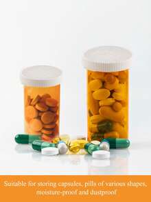 一套10PCS/5PCS/2PCS/1PC多用途带盖药物分配瓶，黄色，密封防潮，50/30ml容量圆形按压盖胶囊瓶，适用于储存胶囊、药片、维生素和糖果，适合旅行包装或家庭使用 - 彩色 - 查看 2