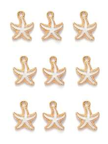 10pcs/Set Mixed Fashion Enamel Starfish Alloy DIY Pendant - White - View 5