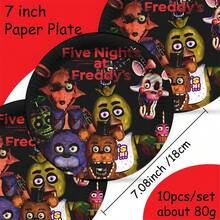 10 piezas Platos de papel con temática de dibujos animados del juego Five Nights at Freddy's Freddy Bear, decoraciones de fiesta, suministros de fiesta, regalos pequeños, recuerdos de reunión - Plato 10 piezas - Ver 3