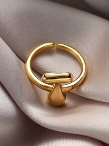 1pc Fashionable Gold 26 Letter A-Z Copper Gold Plated Retro Coin Style Adjustable Ring, Suitable For Women Daily, Beach, Party, Holiday Wear, Gift For Couple And Friends