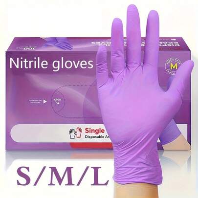 20/50/100 PCS Purple Disposable Nitrile Gloves, Waterproof And Screen Touchable, Perfect For Home Cleaning, Tattooing, Hair Dyeing, Pet Cleaning Products, And Small Tool Use.