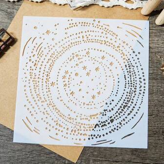 1pc Reusable Swirling Stars Plastic Stencil For DIY Scrapbooking, Embossing, Greeting Card Decoration, Craft Background Templates,Back To School,School Supplies