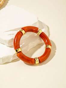 1 件/5 件套时尚简约复古亚克力曲线管和串珠手链，适合日常佩戴、约会、派对、礼物 - 彩色 - 查看 15