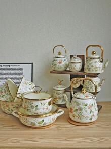 1er Série d'ustensiles de cuisine en émail aromatique de luxe et légers, boîte de rangement en émail, marmite en émail, bouilloire en émail, bassin en émail, un stockage raffiné pour les ingrédients délicats, un élément essentiel et élégant pour des créations culinaires charmantes, un choix élégant pour une préparation de boisson raffinée