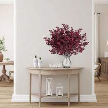 1PC/6PCS Artificial Flower Bouquet Babysbreath Wedding Decoration, Fake Plants Room Decor Fall Decor Fake Flowers Garden Autumn Decor Centerpieces Home Vase Decoration, Dining Room, Bedroom, Bathroom Decoration, Valentine's Day, New Year Decoration, Outdoor Garden Flower Arrangement, Shooting Props, Windowsill Flower Arrangement - Burgundy - View 5