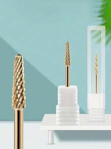 1pc Gold-Plated Tungsten Steel Small Umbrella Nail Grinding Heads For Pre-Treatment, Nail Removal, And Dead Skin Removal.