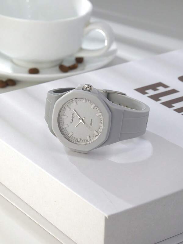 1pc Unisex Silicone Strap Quartz Wrist Watch, Minimalist & Casual, Suitable For Everyday Wear