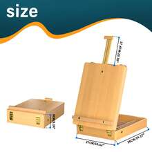 AutoFu Wooden Table Box Easel Adjustable Folding Sketch Box Easels Painting Drawing DIY, Art Tool Storage Box, Portable Easy To Carry - Wood Art Box - View 2
