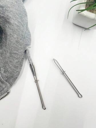 2pcs Rope Lock, Drawstring Clip, Connector Clip, Cord Threader, Elastic Band Threading Tool, Pants Waistband Threader, Hoodie Accessories, Clothing Accessories