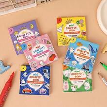 1 szt./6 szt. Mini kolorowanka do rysowania, kolorowanka do zabawy z graffiti, prosta kreskówkowa książka do rysowania linii, materiały edukacyjne dla przedszkolaków, 6 głównych motywów z 300 wzorami, bogata zawartość, odpowiednia do długopisów akwarelowych/markerów/ołówków/kredek itp., idealne prezenty do rysowania, powrót do szkoły