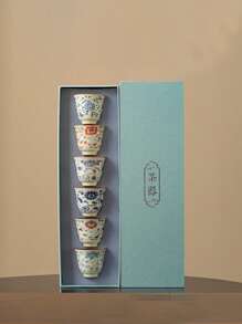 1 Stück/1 Set Ru-Brennöfen blühende Blumen Teetasse, Keramikmaterial, luxuriöser retromoderner Kung-Fu-Tee-Zeremonie-Becher, elegante Teetasse zum Empfangen von Gästen und Freunden, Geschenkbox-Verpackung zum Verschenken, geeignet für Nachmittagstee und Kaffee zum Schulbeginn